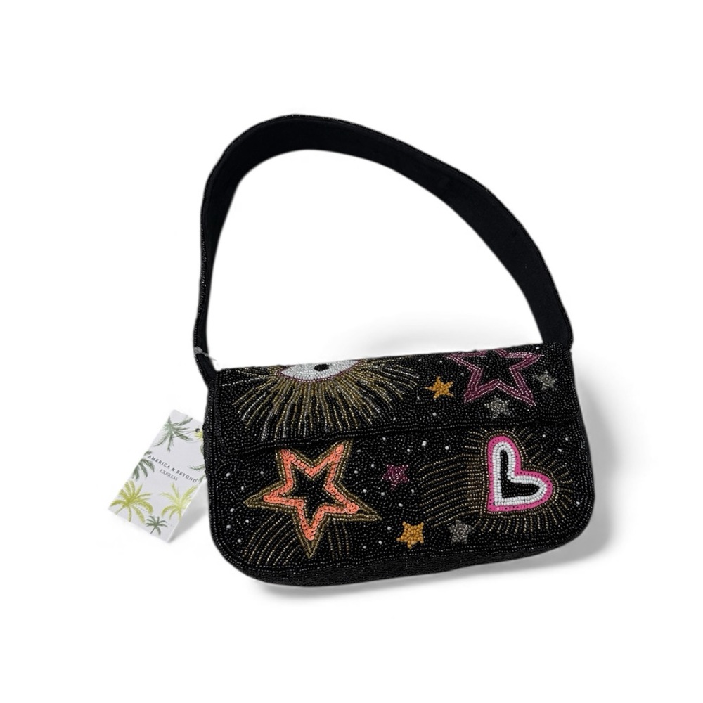 NWT America & Beyond Beaded Bag | Black Constellation Beaded Shoulder Bag